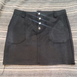 Chocolate Black Mini Skirt with Silver Buttons